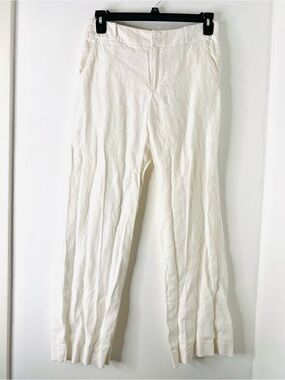 Old Navy Y2K White Linen Wide Leg Pants Lined 2005 Straight Fit Trouser
